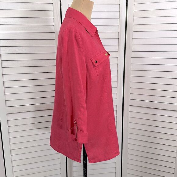 JM Collection Linen Tunic Size 10 Coral Pink NWT - Picture 7 of 13